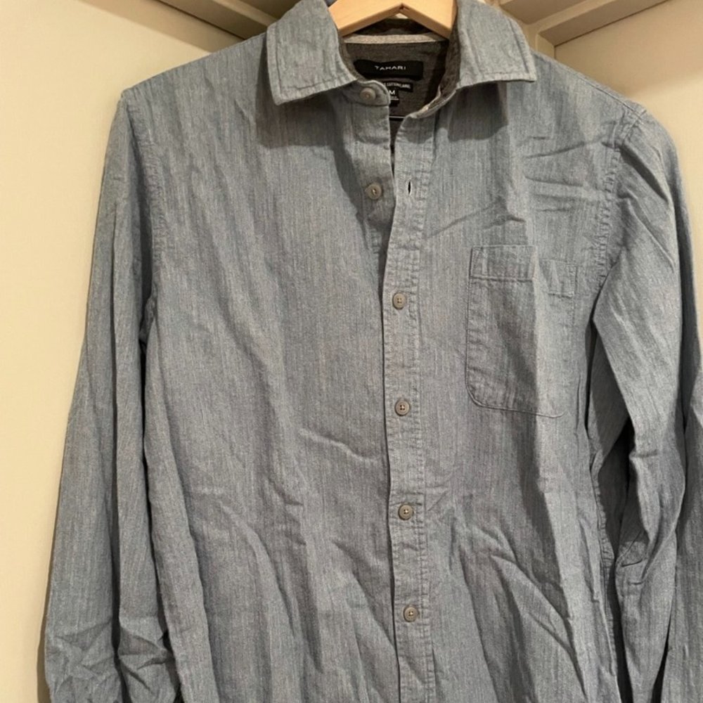 TAHARI Mens Long Sleeve 100% Cotton Flannel Button Down Shirt size M